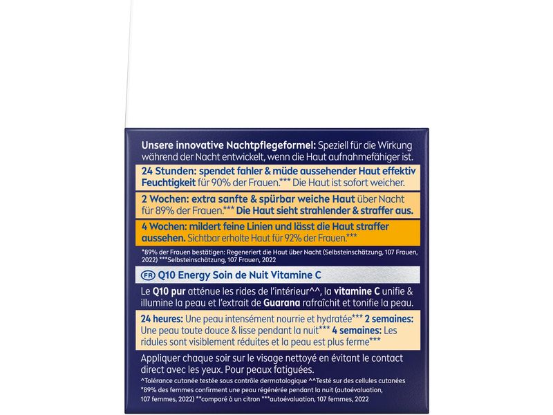 NIVEA Nachtcrème Q10 Energy Anti-Falten 50 ml Regenerierende Nachtpflege für einen strahlenden Teint und weniger Falten