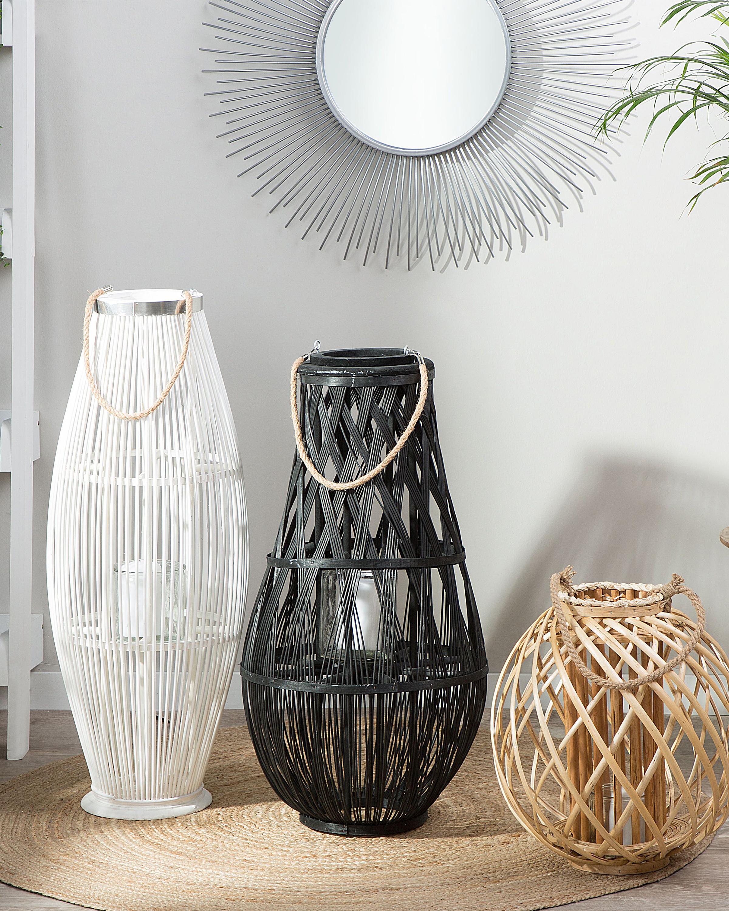 Lantaarn TONGA Bamboehout 77 cm Zwart
