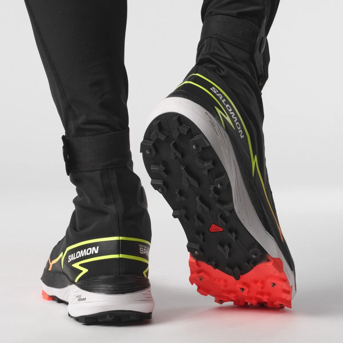 Salomon Unisex Winter Cross Spike Black/Fiery Coral/Safety Yellow