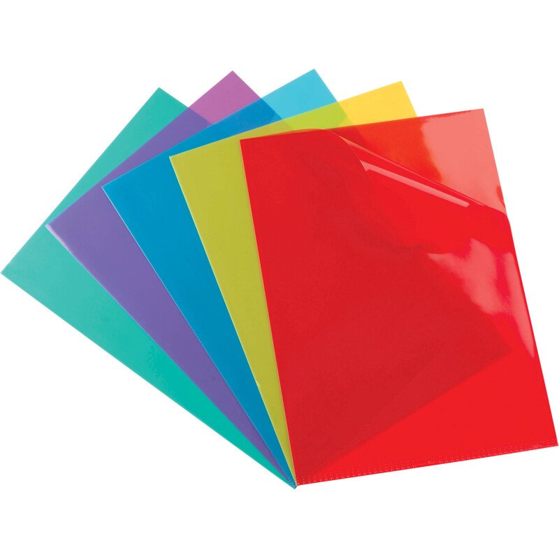 Chemises coin plastique Oxford A4 PVC 15/100e couleurs assorties - Paquet de 100