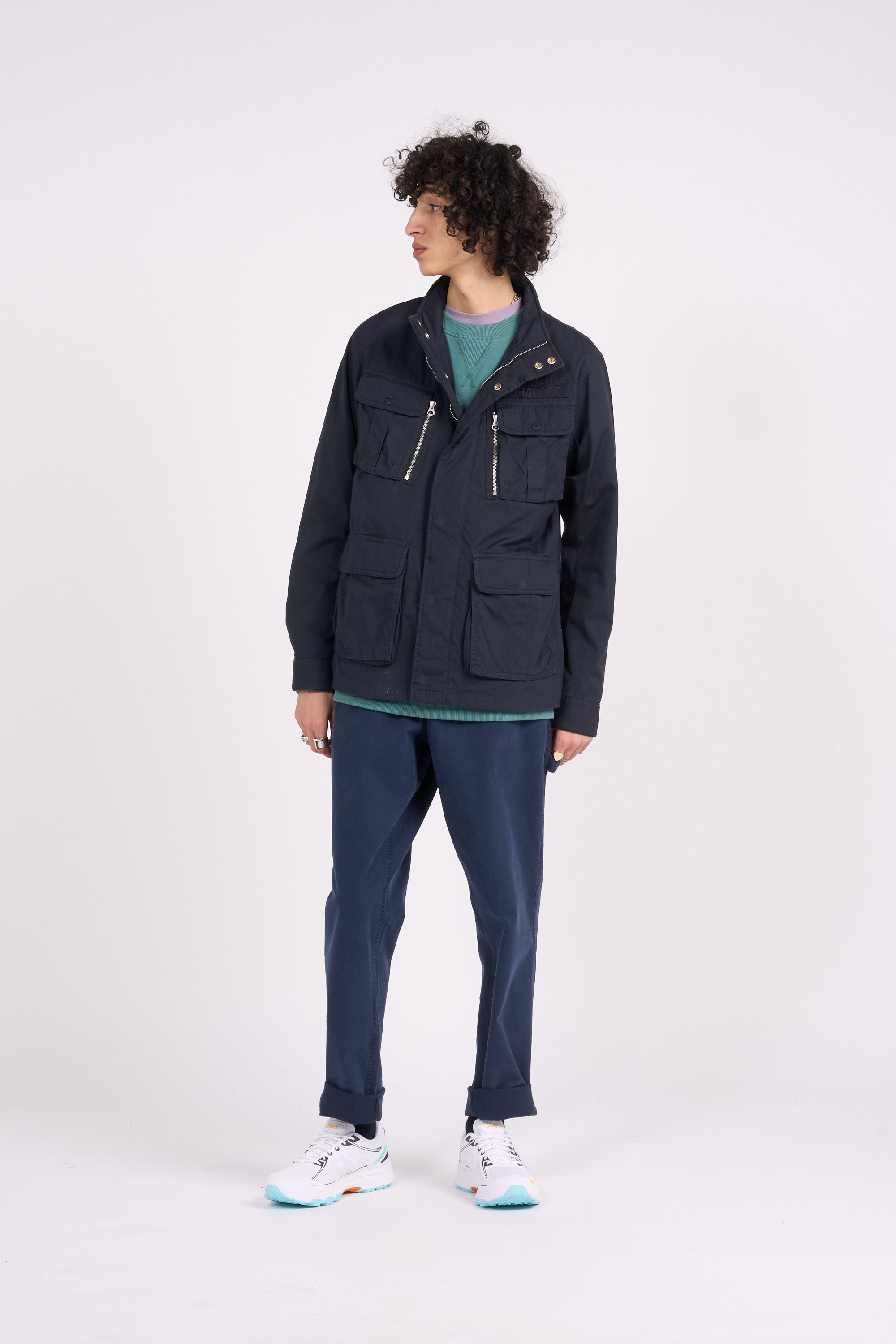 SCHOTT Veste BLOUSON 4 POCHES BADGE BRODE POITRINE SCHOTT Bleu