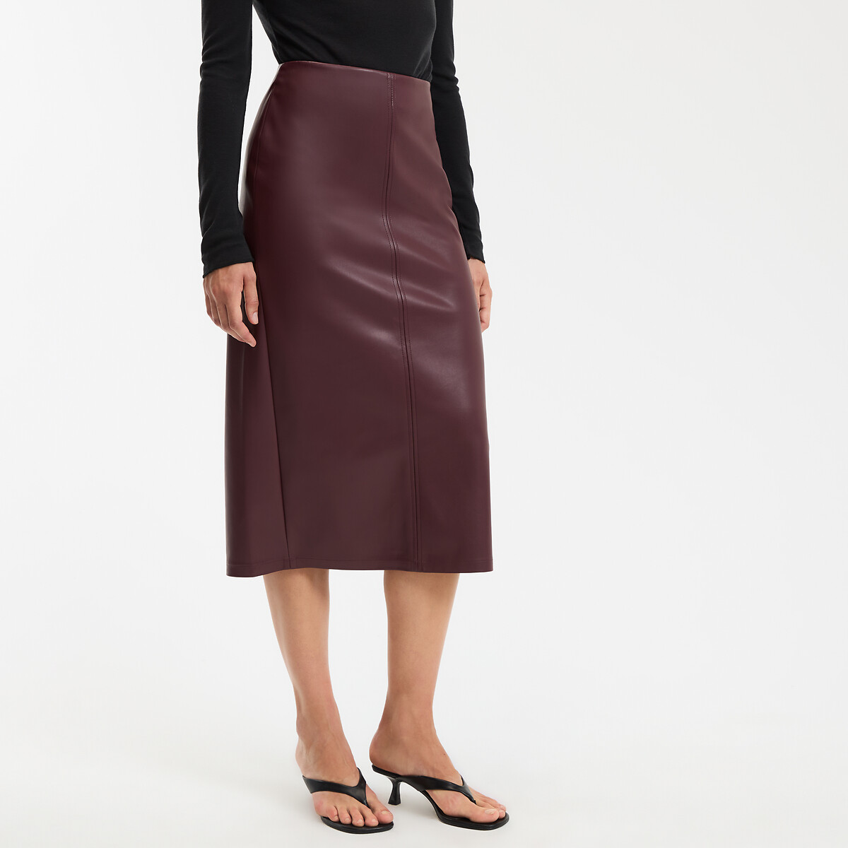 COLEÇÕES LA REDOUTE<br>Saia lápis midi em couro sintético