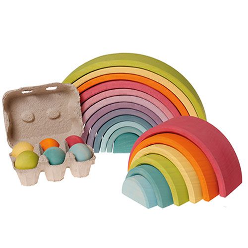 Grimm's regenboog stapeltoren pastel - 6 bogen 17 cm