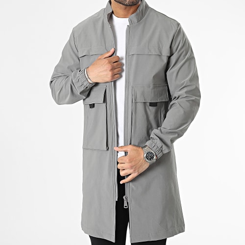 Veste Zippée Longue Gris