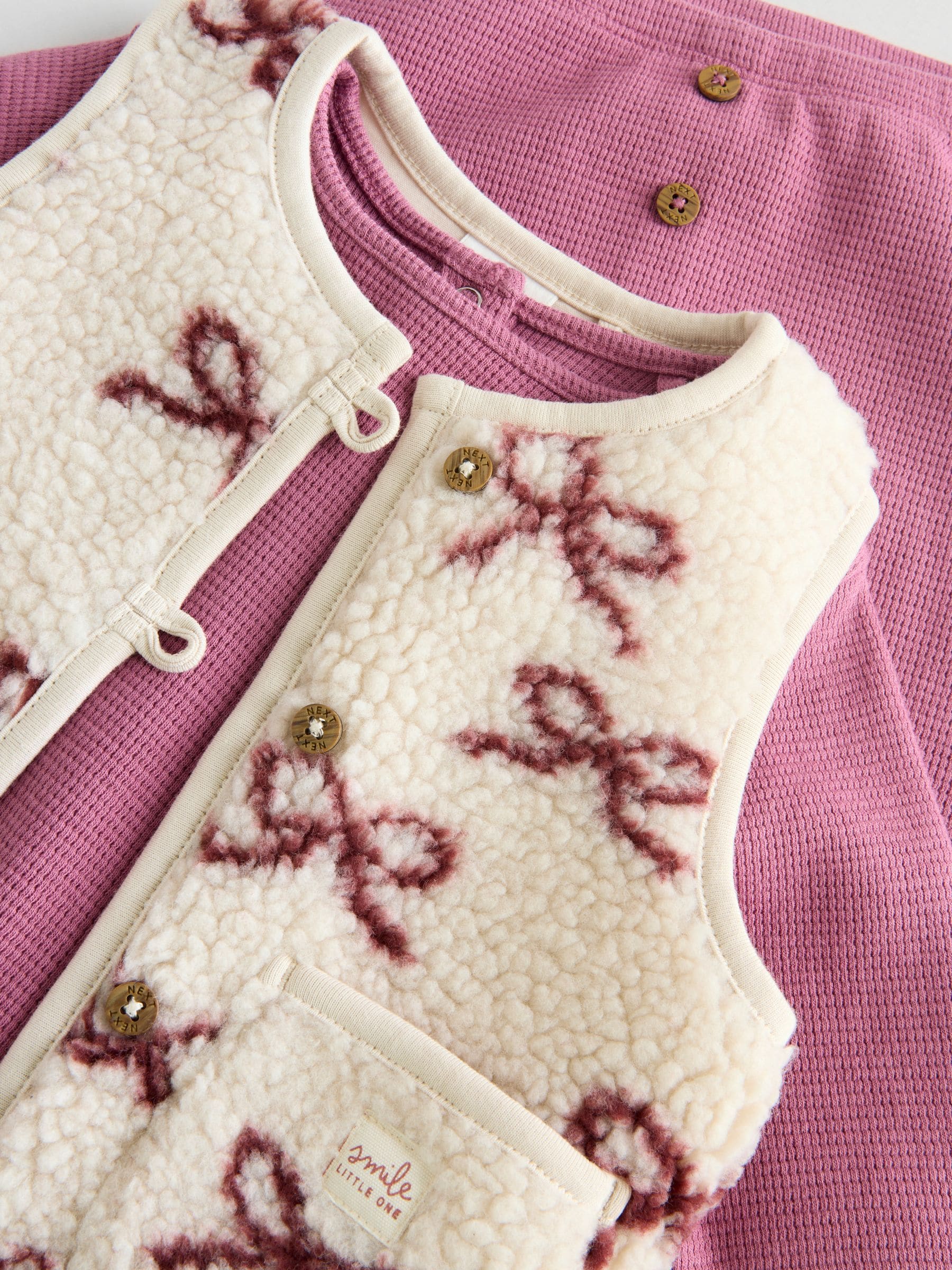 Bordeauxrood - Babyset van top met Lange mouwen en Leggings met Bodywarmer 3 -delig (0mnd -2jr)