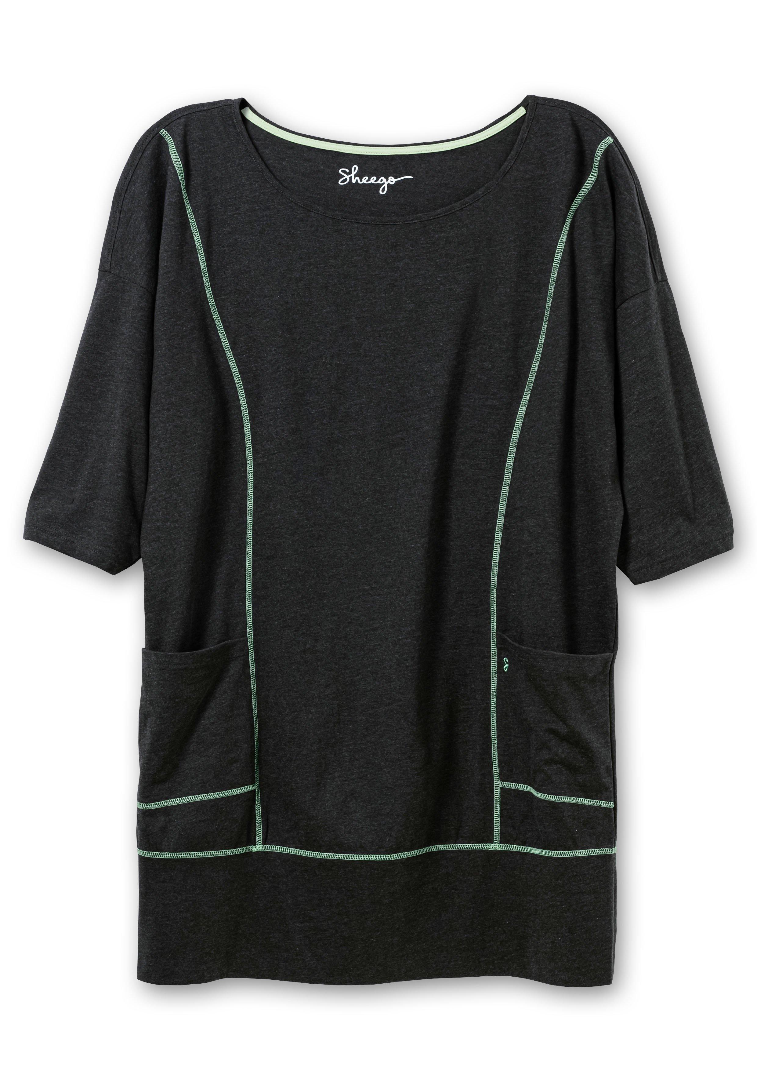 Relax-Shirtkleid mit Kontrastnähten und Saumbund