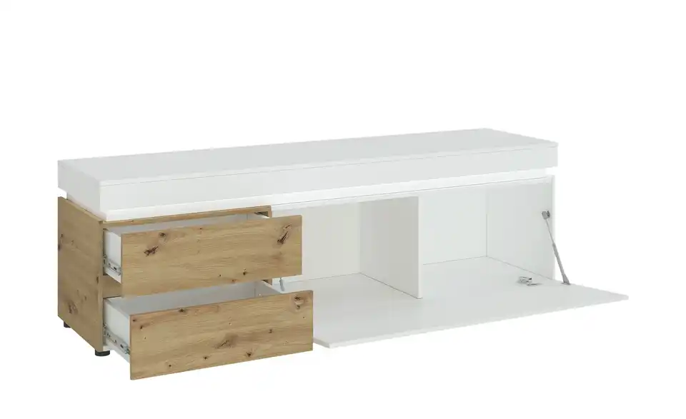 TV-Lowboard Luci Cremeweiß, Eiche Artisan (Nachbildung) 181 cm