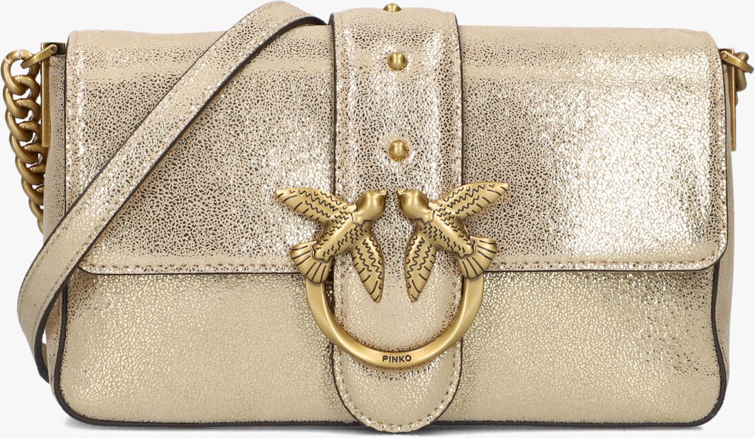 goudkleurig pinko schoudertas love one mini slouchy