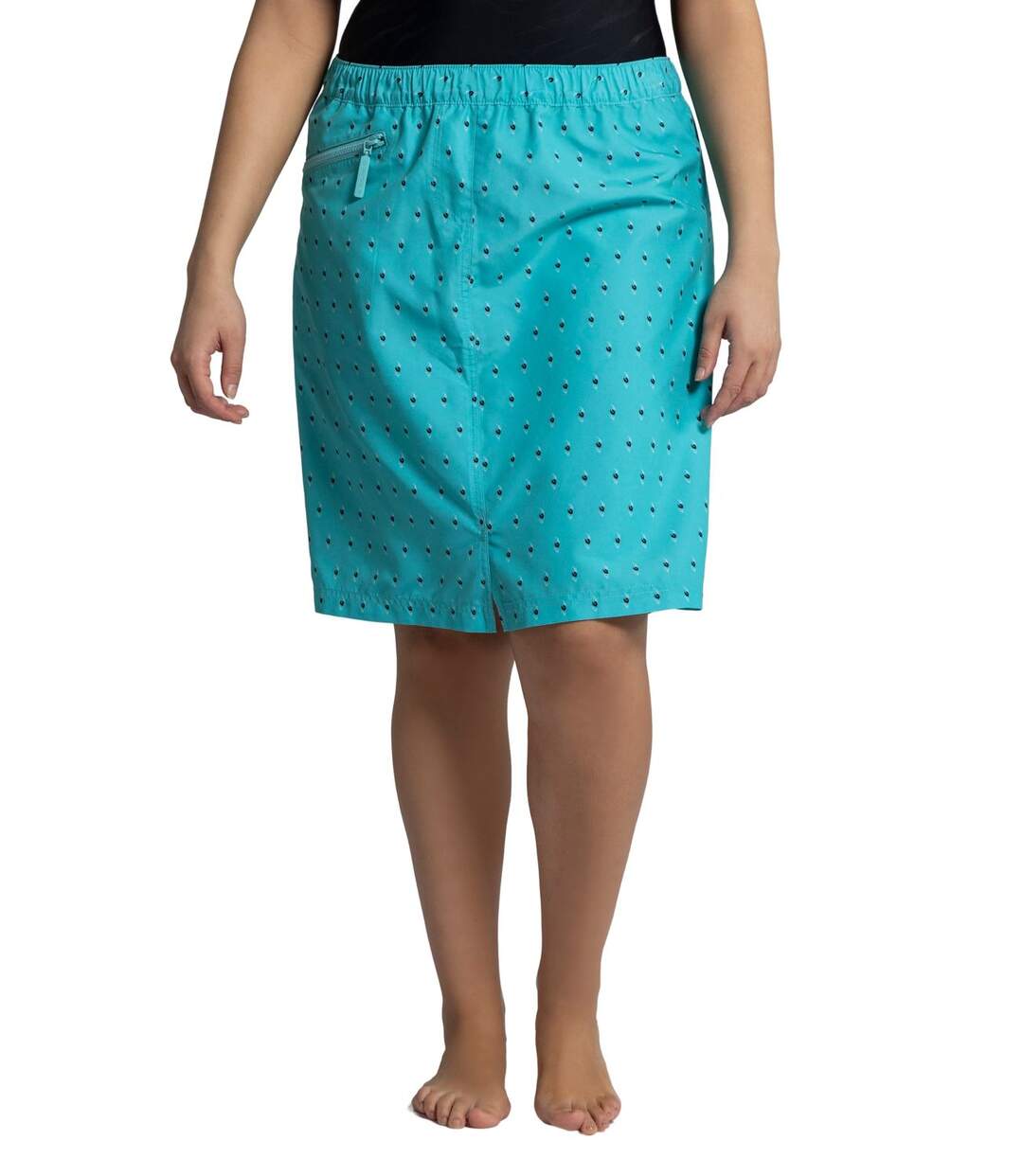 ULLA POPKEN Jupe-culotte à motifs Taille élastique Braguette Pétrole clair