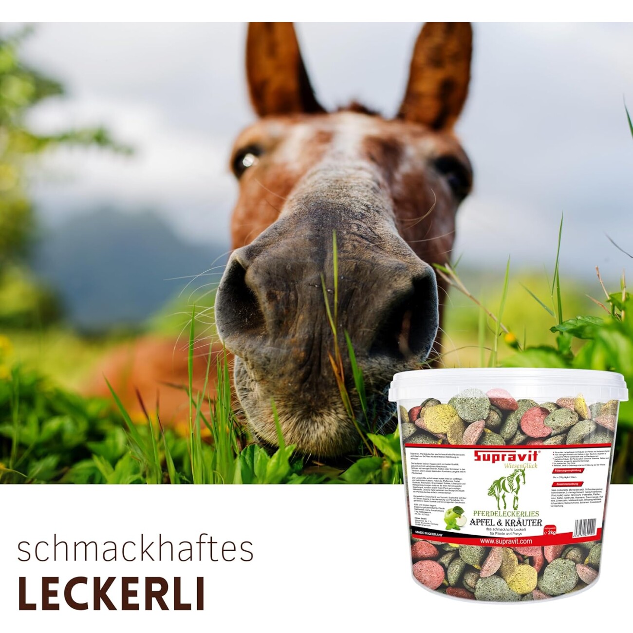 Supravit Pferde Leckerlies Apfel & Kräuter 2kg Eimer
