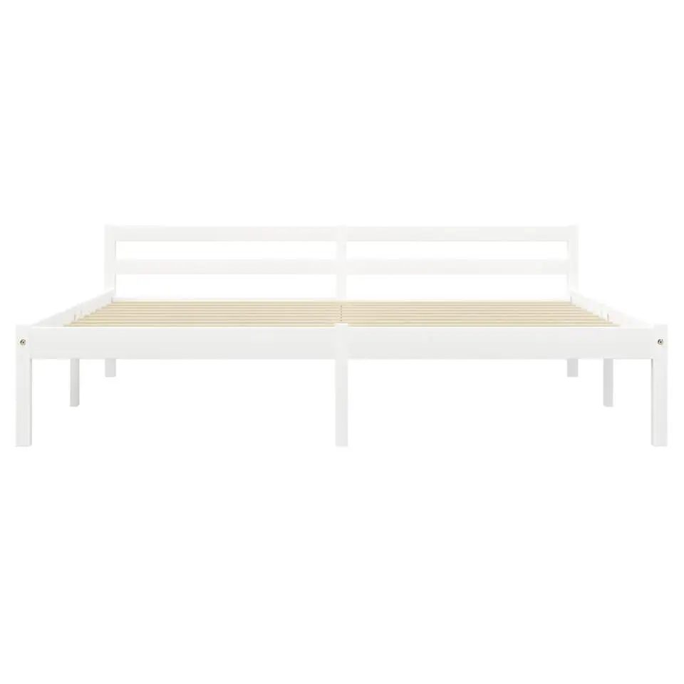vidaXL - Tweepersoonsbed met hoofdeinde - Wit - Massief grenenhout - 160x200 cm