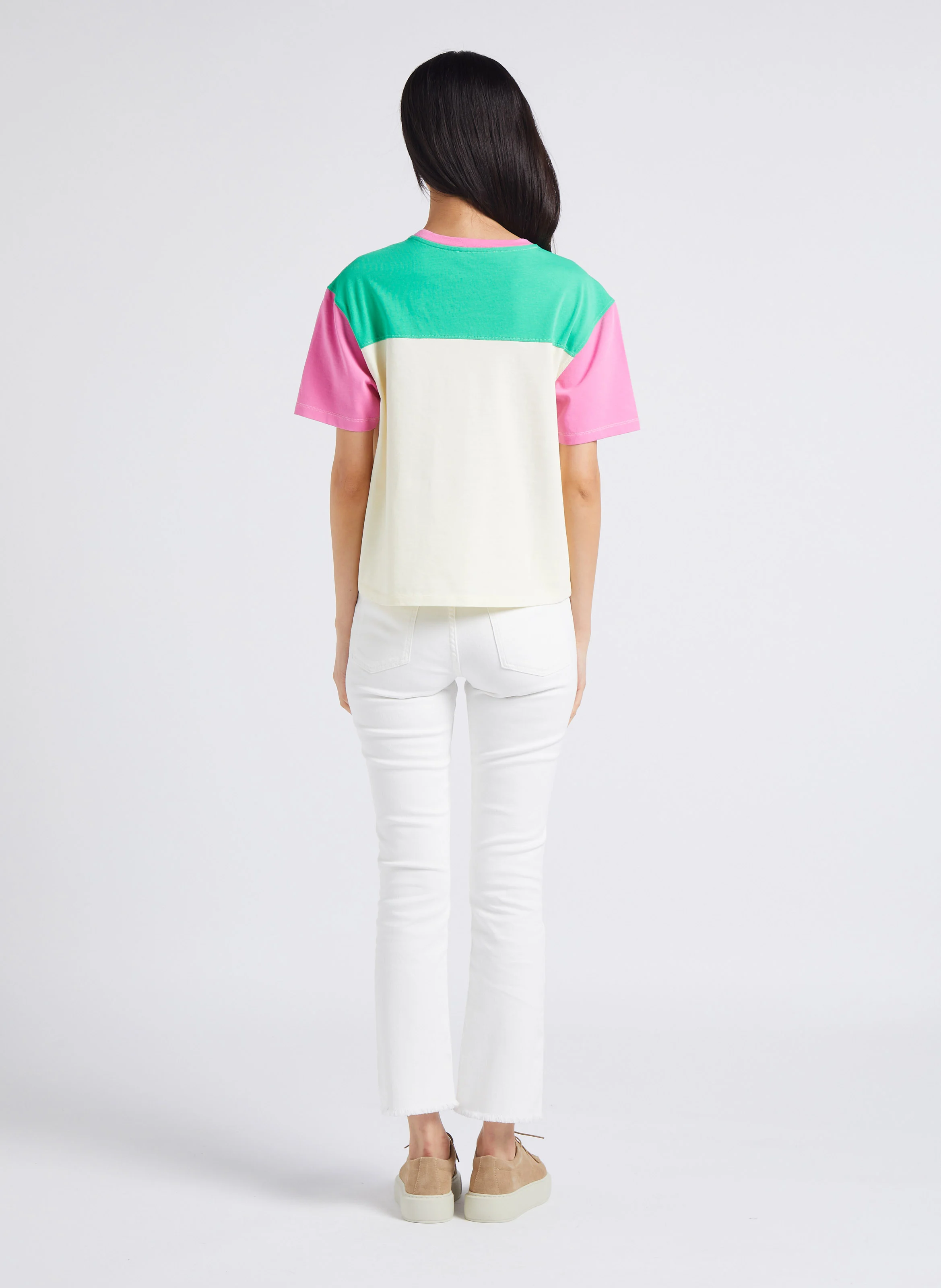Jean bootcut cropped en coton | Blanc
