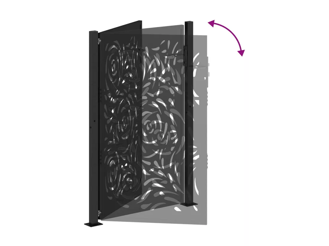 Portail de jardin noir 105x155 cm acier conception de flamme