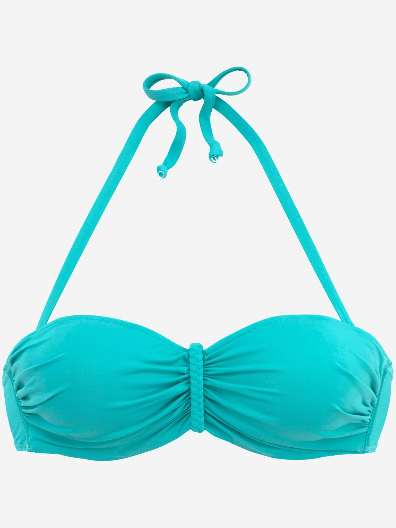 Haut de bikini bandeau à armatures ruban tressé entre les bonnets