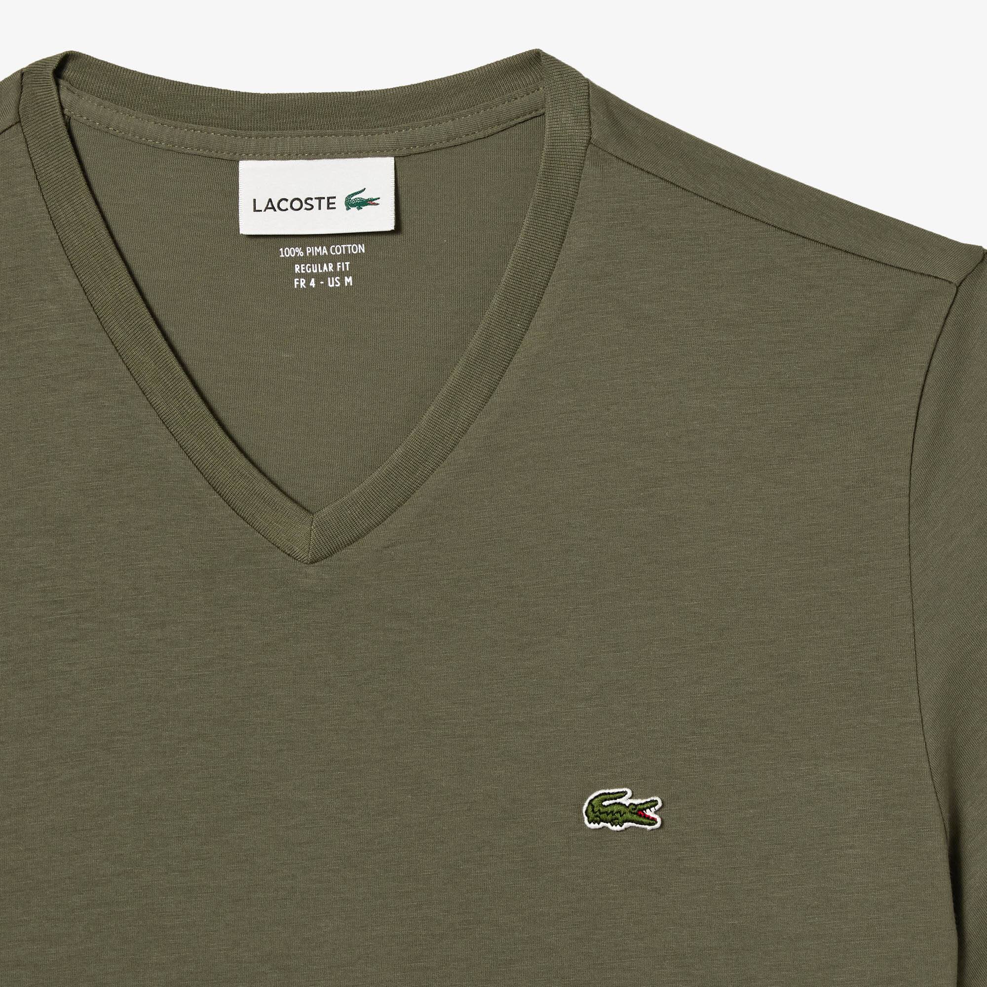 Herren-Shirt aus Pima-Baumwolljersey mit V-Ausschnitt T-Shirts - Grün - Lacoste - Herren