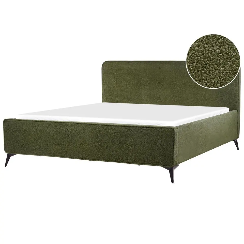 VALOGNES - Bed - Donkergroen - 180 x 200 cm - Bouclé