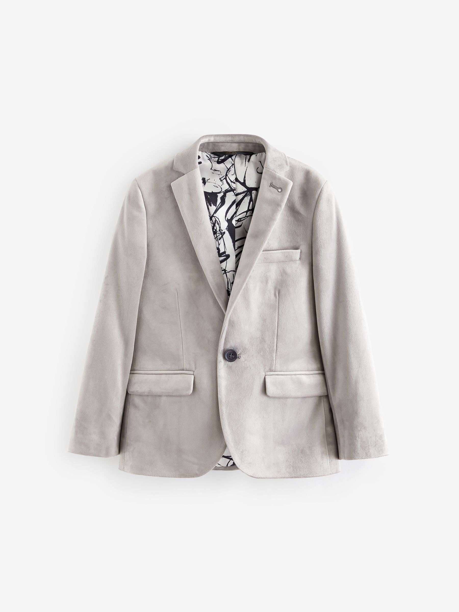 Lichtgrijs - Fluwelen blazer (3 - 16 jr)