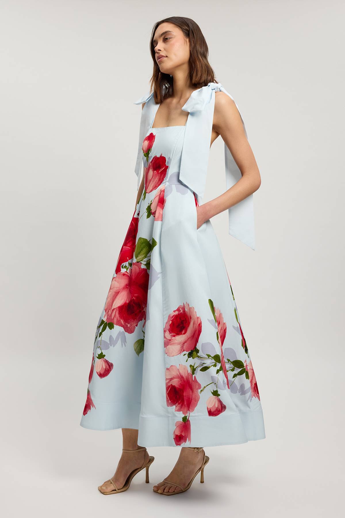 KarenMillen Robe De Bal Longue Tissée À Imprimé Floral En Viscose Lin Petite Taille