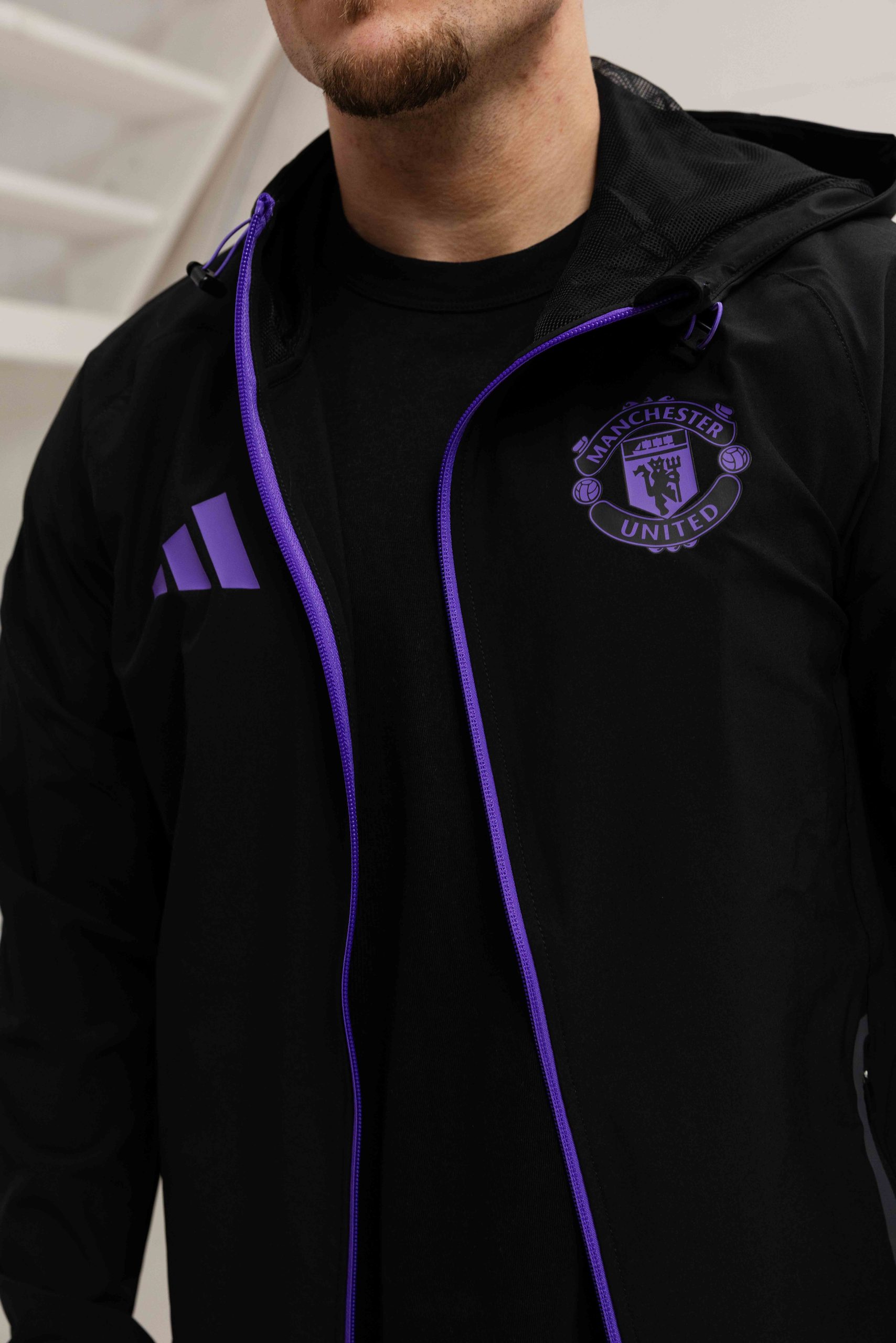 Manchester United Vis Tech Trainingspak Heren Zwart/Paars
