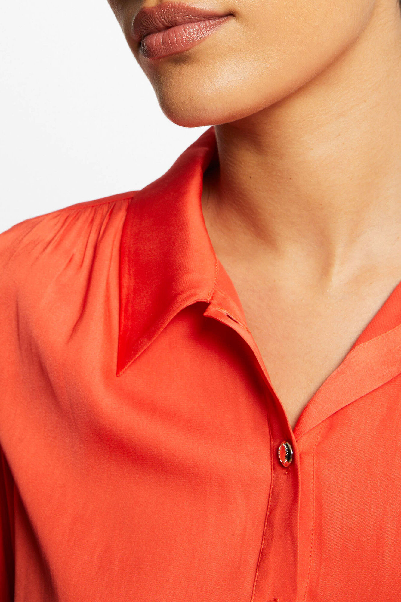 Blusa de manga comprida com mangas bufantes - Laranja