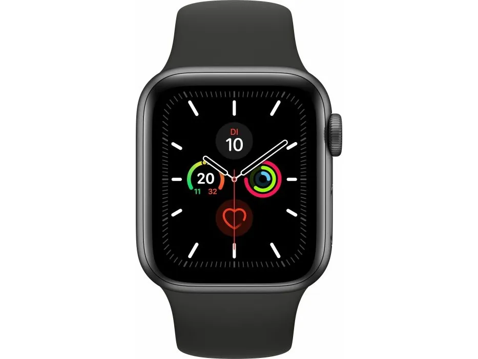 [OUTLET] - Apple Watch Series 5 (GPS   Cellular) - 40 mm - rumgråt aluminium - smart ur med sportsbånd - fluoroelastomer - sort - båndstørrelse 130-200 mm - S/M/L - 32 GB - Wi-Fi, Bluetooth - 4G - 30.8 g