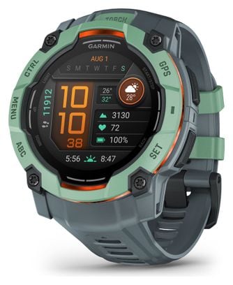 Montre GPS Garmin Instinct 3 AMOLED - 50 mm Vert Neotropic avec Bracelet en Silicone Bleu Twilight