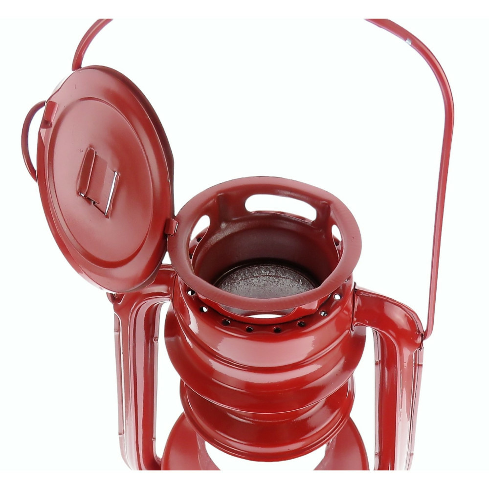 Mangeoire lanterne rouge à suspendre, hauteur 23 cm, pour oiseaux