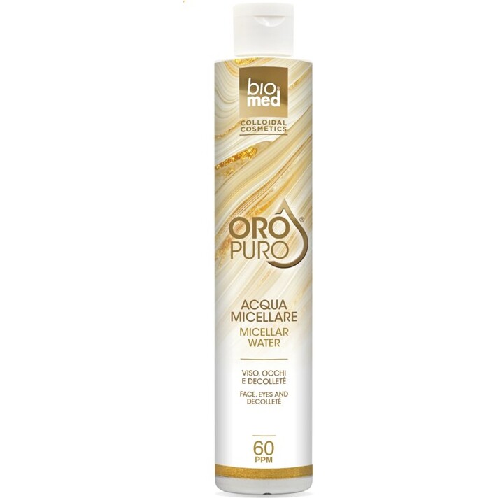 Eau micellaire anti-âge à l'or colloïdal pur 60 ppm Biomed Oro Puro - Flacon de 250 ml