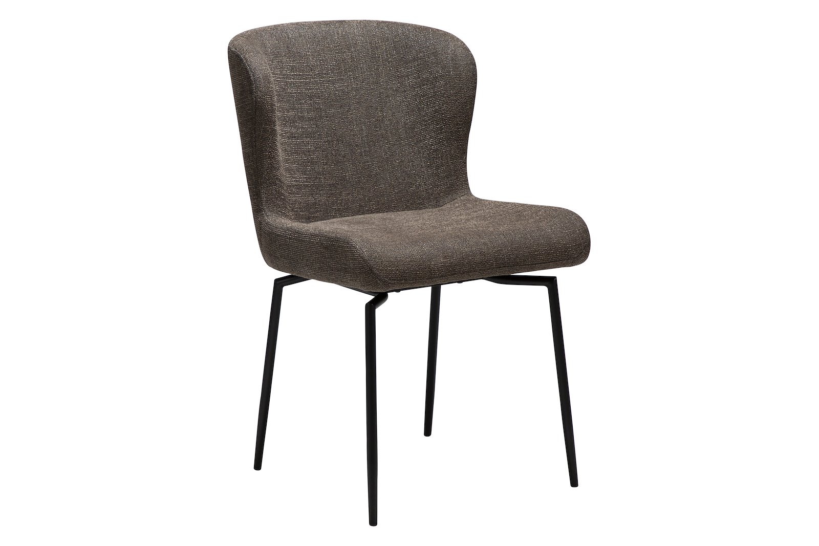 Glam spisestol Med sving og autoretur. Tekstil Bouclé Major Brown med sorte ben
