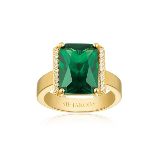 Sif Jakobs Jewellery Roccanova Ring, Guld/Grøn, Str. 60