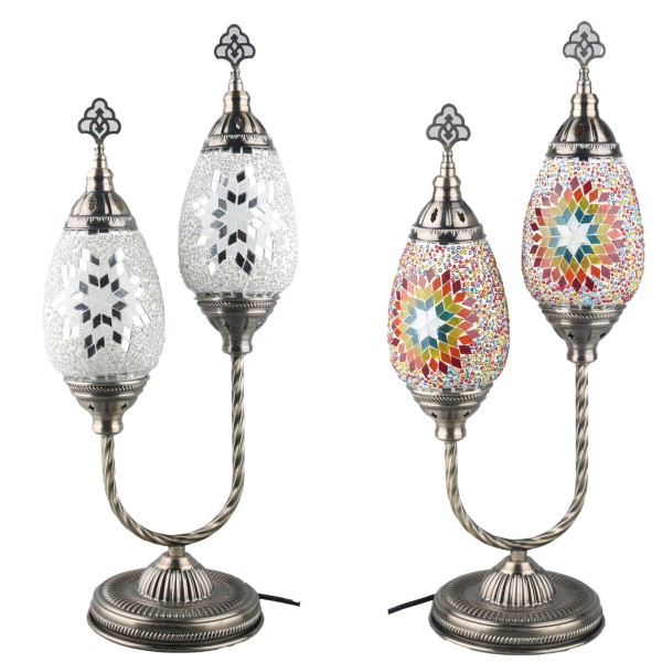 Lampe de bureau verre mosaïque métal multicouleur arabe (24 x 15 x 55 cm) (2 unités)