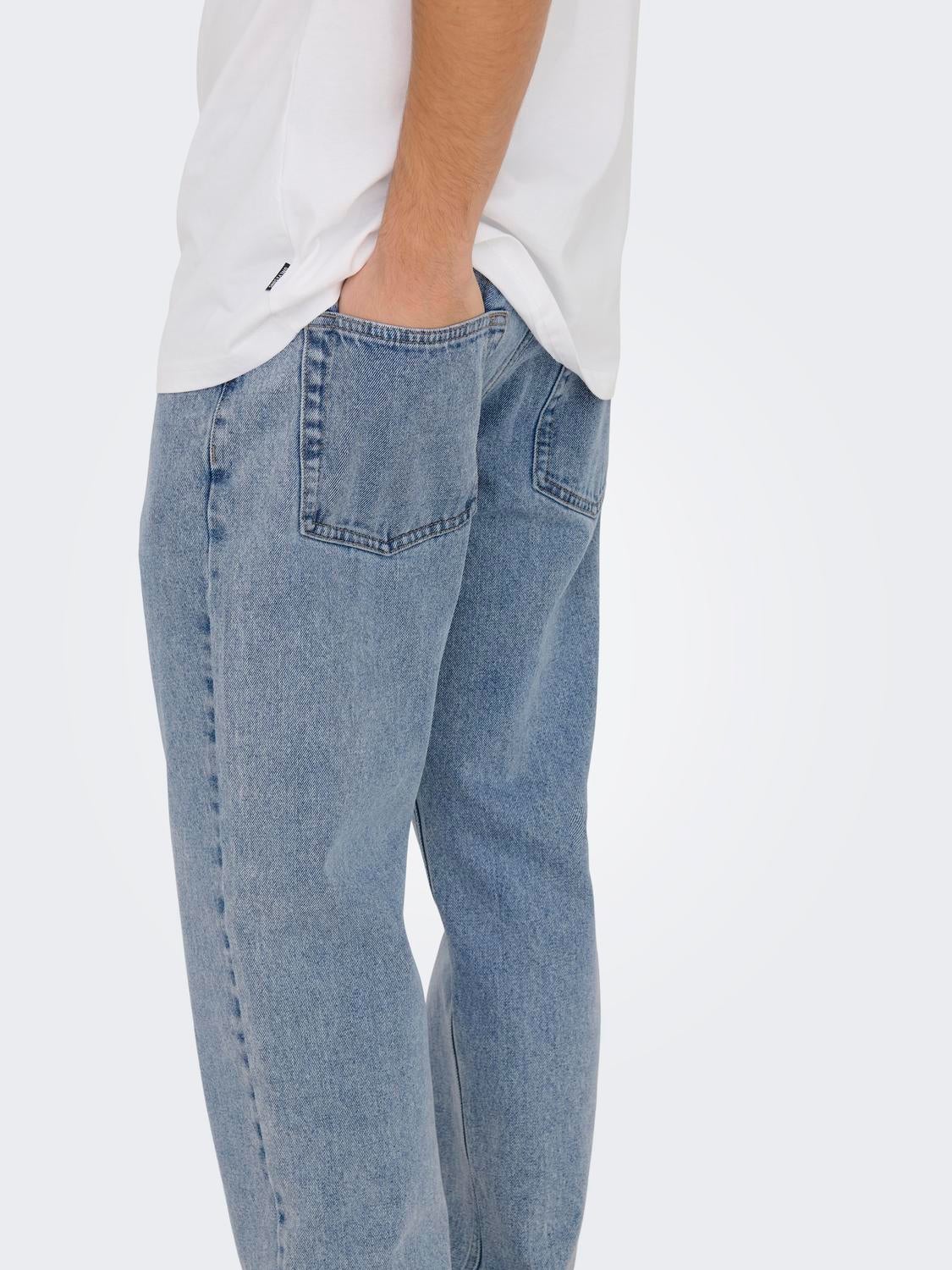 ONSEDGE Mittlere Taille Gerade geschnitten Jeans Light Blue Denim