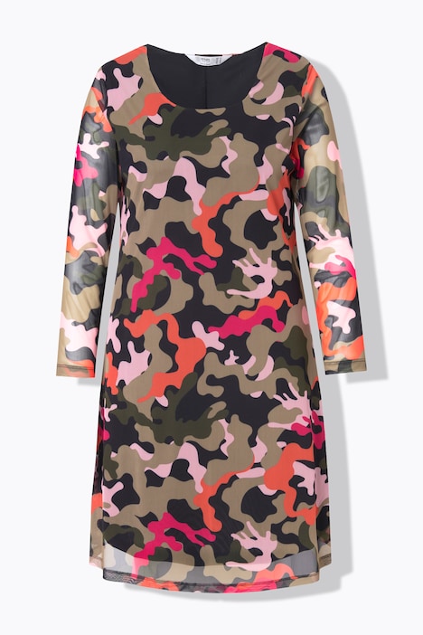 Meshkleid, Camouflage, Raffnungen, Langarm