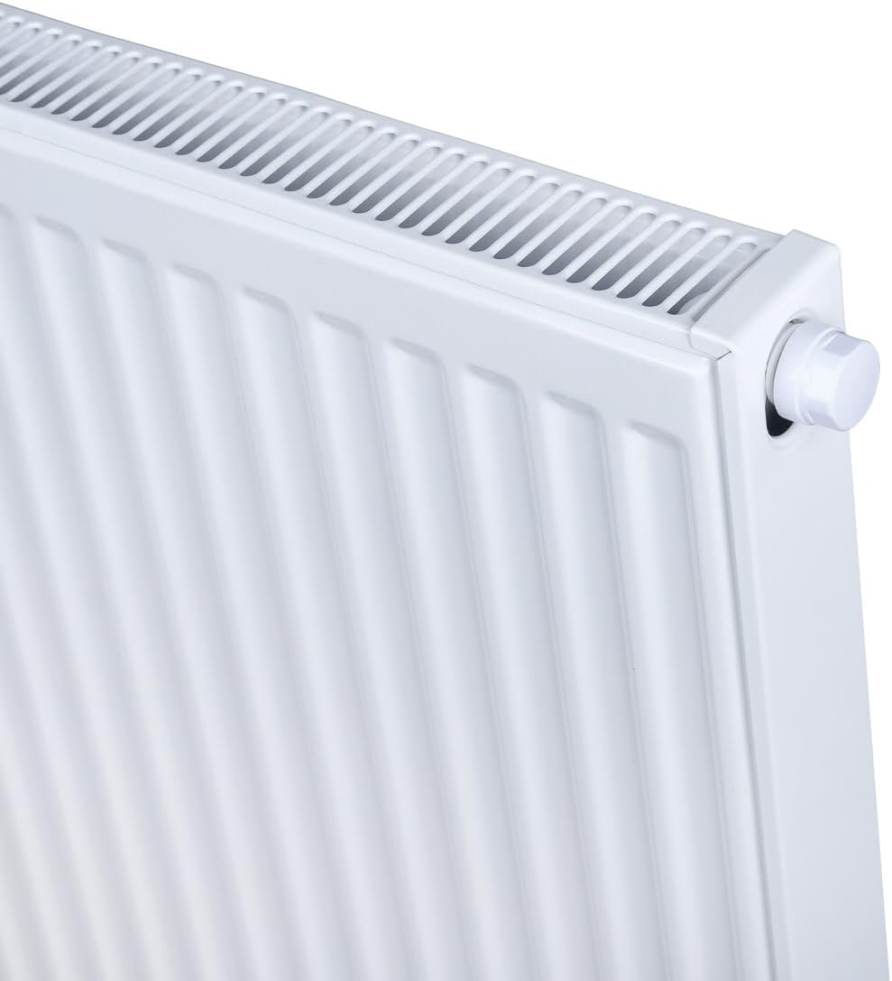 Belrad® Heizkörper Typ 22 | flacher Universalheizkörper mit 6 Anschlüssen | modern, kompakt & energiesparend | Wandmontagefähig | ideal für Wohnzimmer, Bad & Gäste-WC | Flachheizkörper weiß 60x40cm