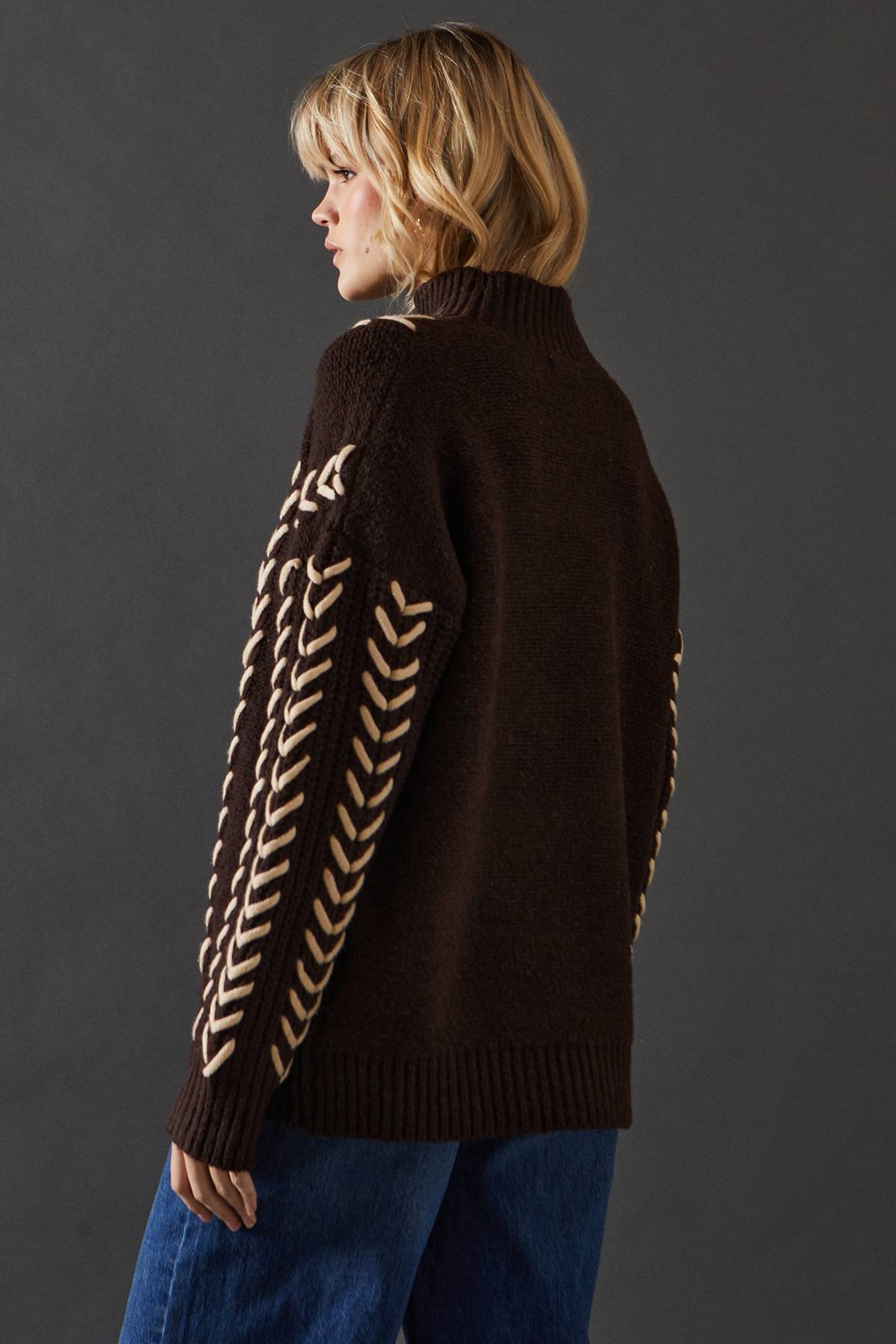 Warehouse synthétiquell Oversize à Détails de Surpiqûre