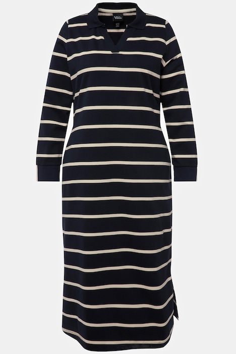 Sweatkleid, Ringel, V-Ausschnitt, Langarm, Taschen