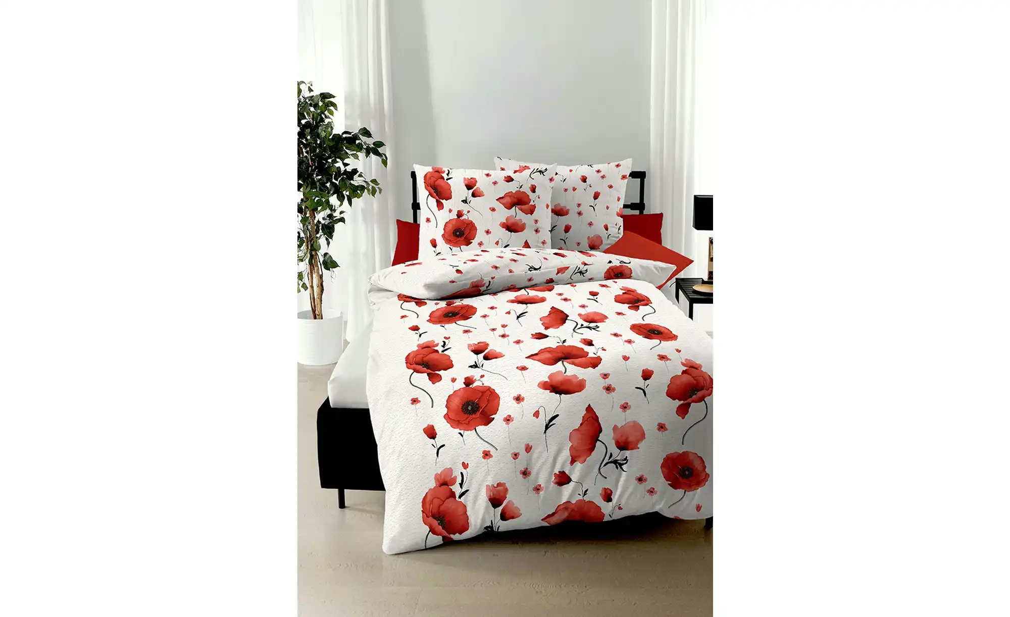 kaeppel Baumwoll Seersucker Bettwäsche Scarlett Poppies