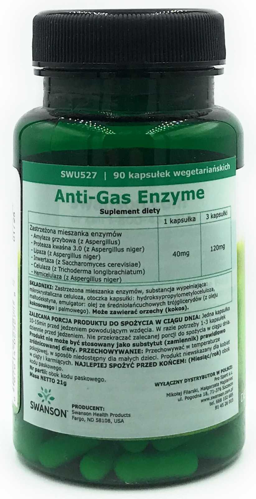 Swanson Enzima Antigases 123mg 90 cápsulas