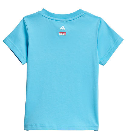 adidas Performance T-Shirt/Shorts - Marvel - Helles Cyan/Weiß m.