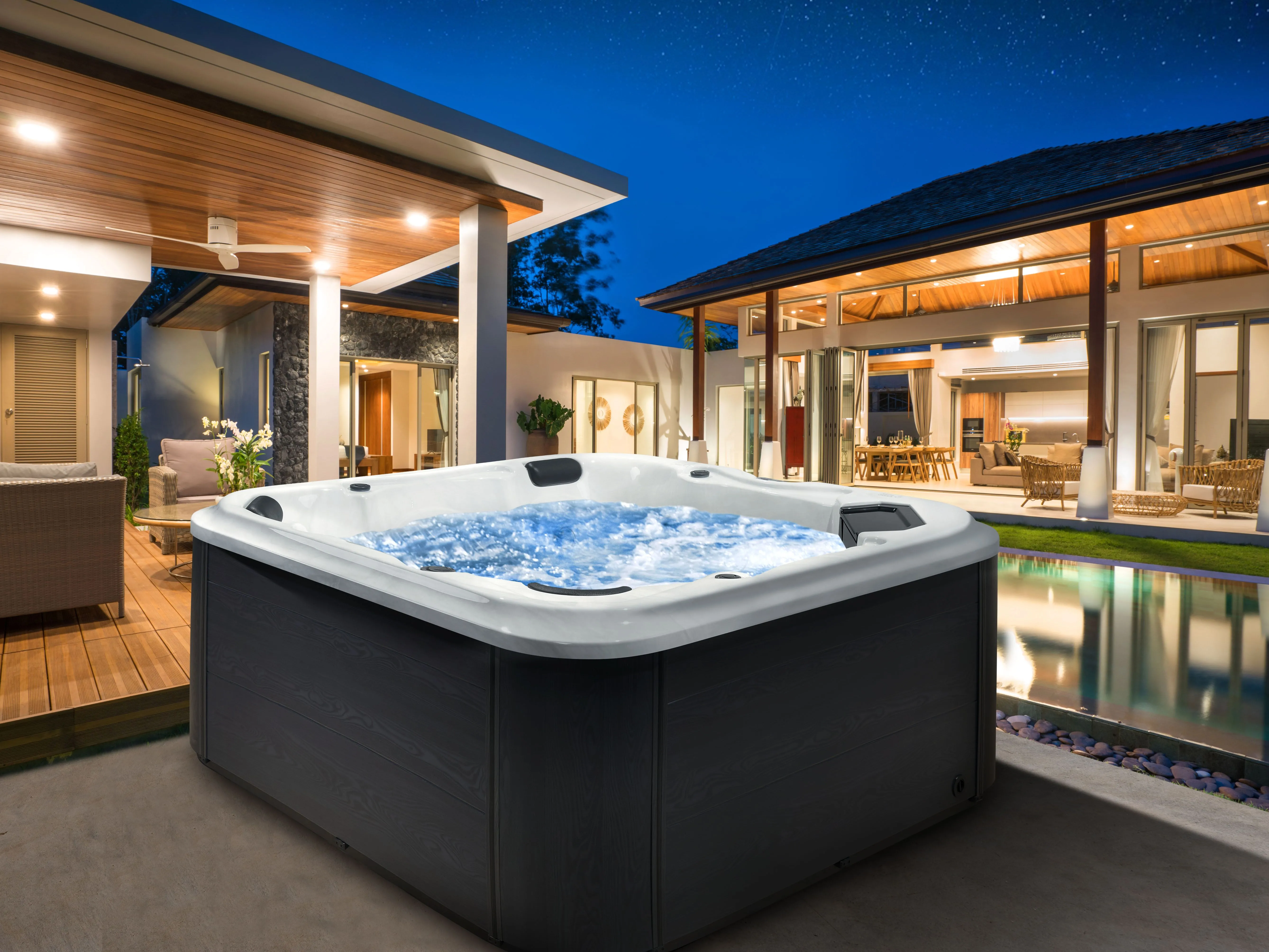 Buiten hottub met LED TULAROSA Wit
