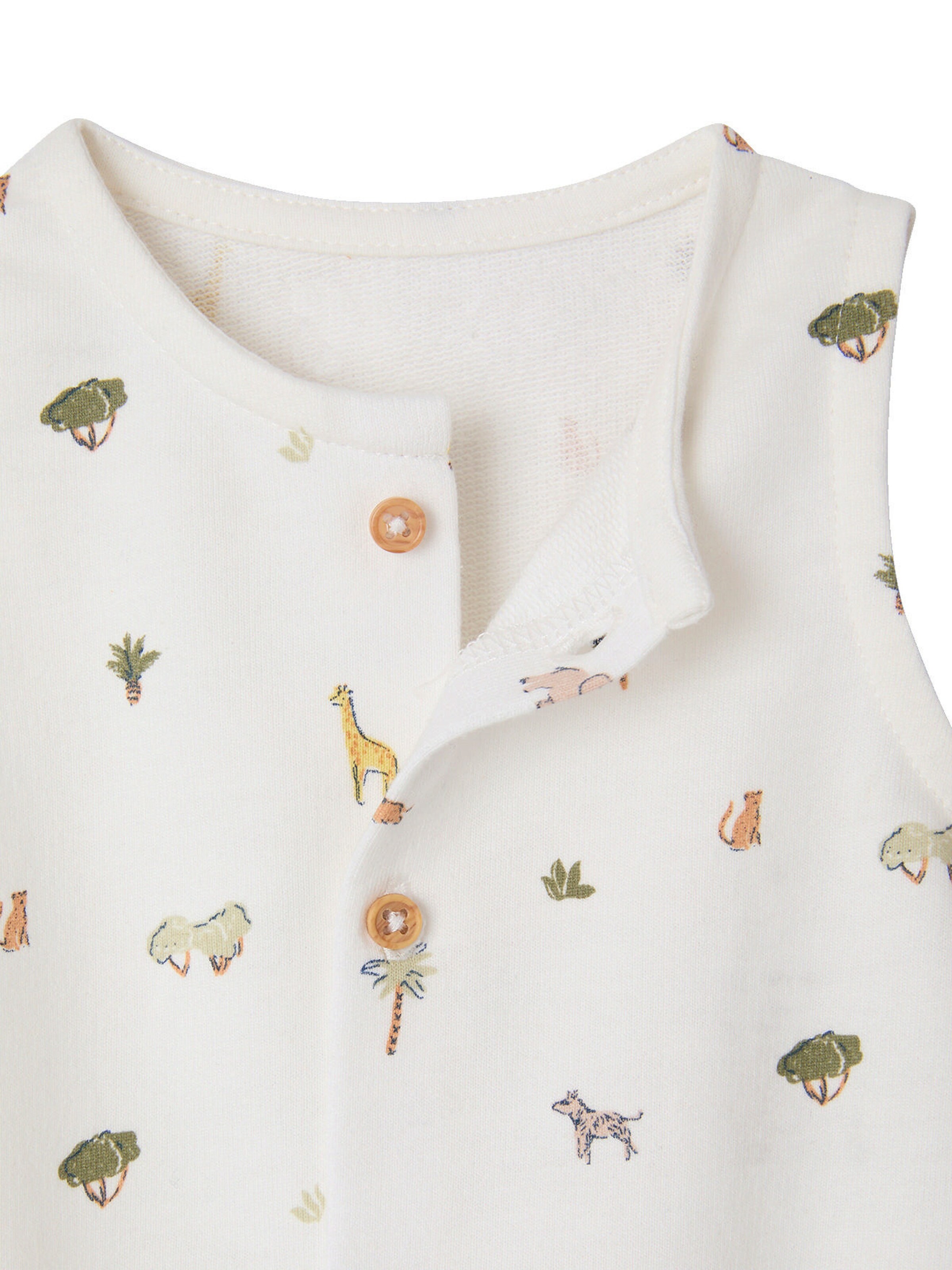 Vertbaudet Bio-Kollektion: Ärmelloser Baby Kurzoverall wollweiß