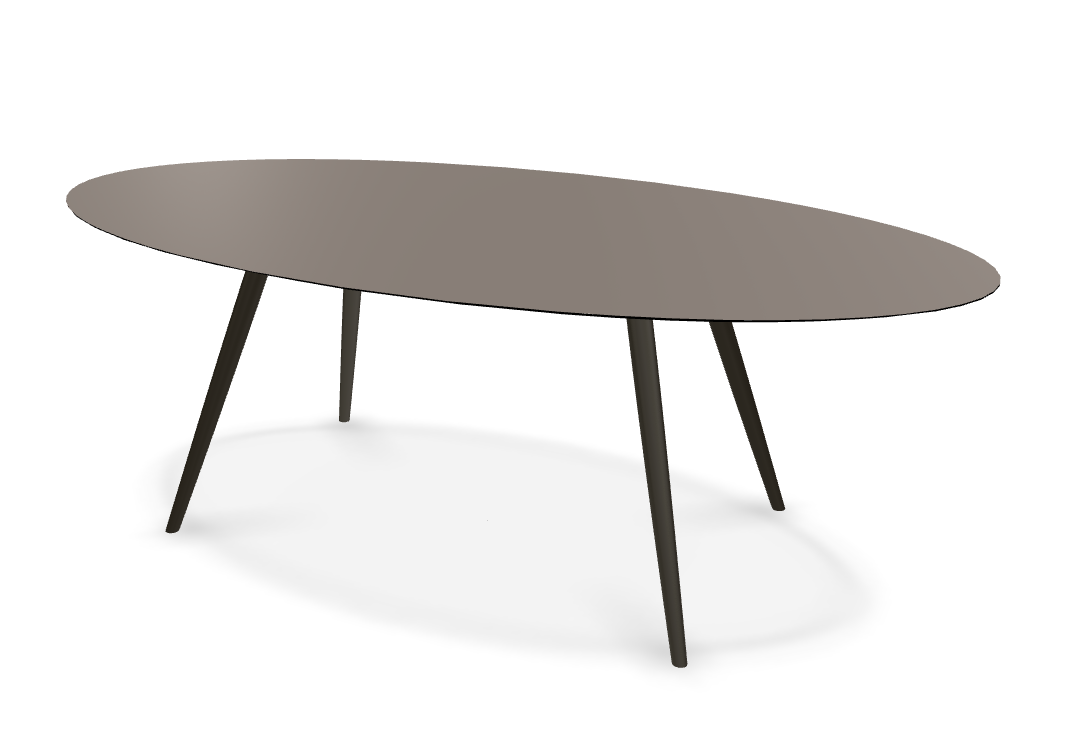 They & Me eettafel Joy – ovaal – HPL Congo 220 x 115 x 75 | HPL Congo | Verjongde Rand | Frame TM404 Marron