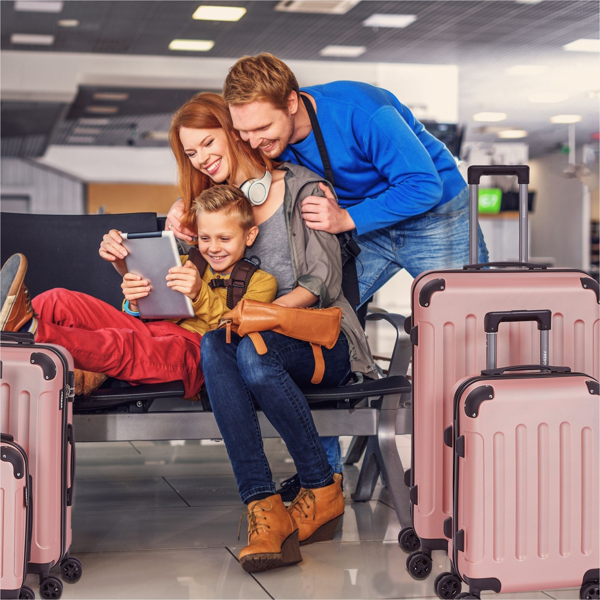 4 tlg. Reisekoffer Set Rosé-Gold