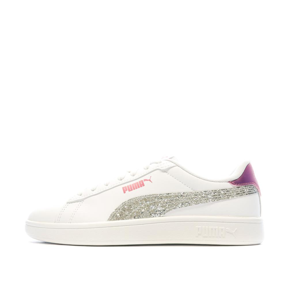 Puma Baskets blanches à Paillettes Femme Puma Smash 3.0