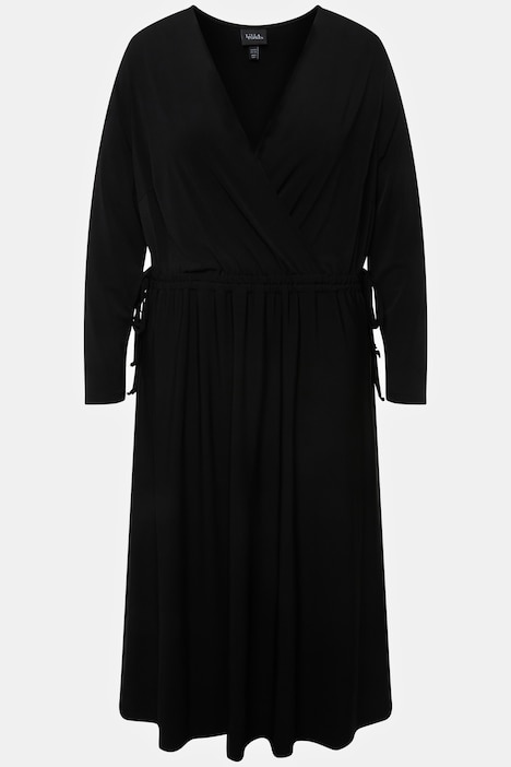 Jerseykleid, A-Linie, Wickeloptik, V-Ausschnitt, Langarm