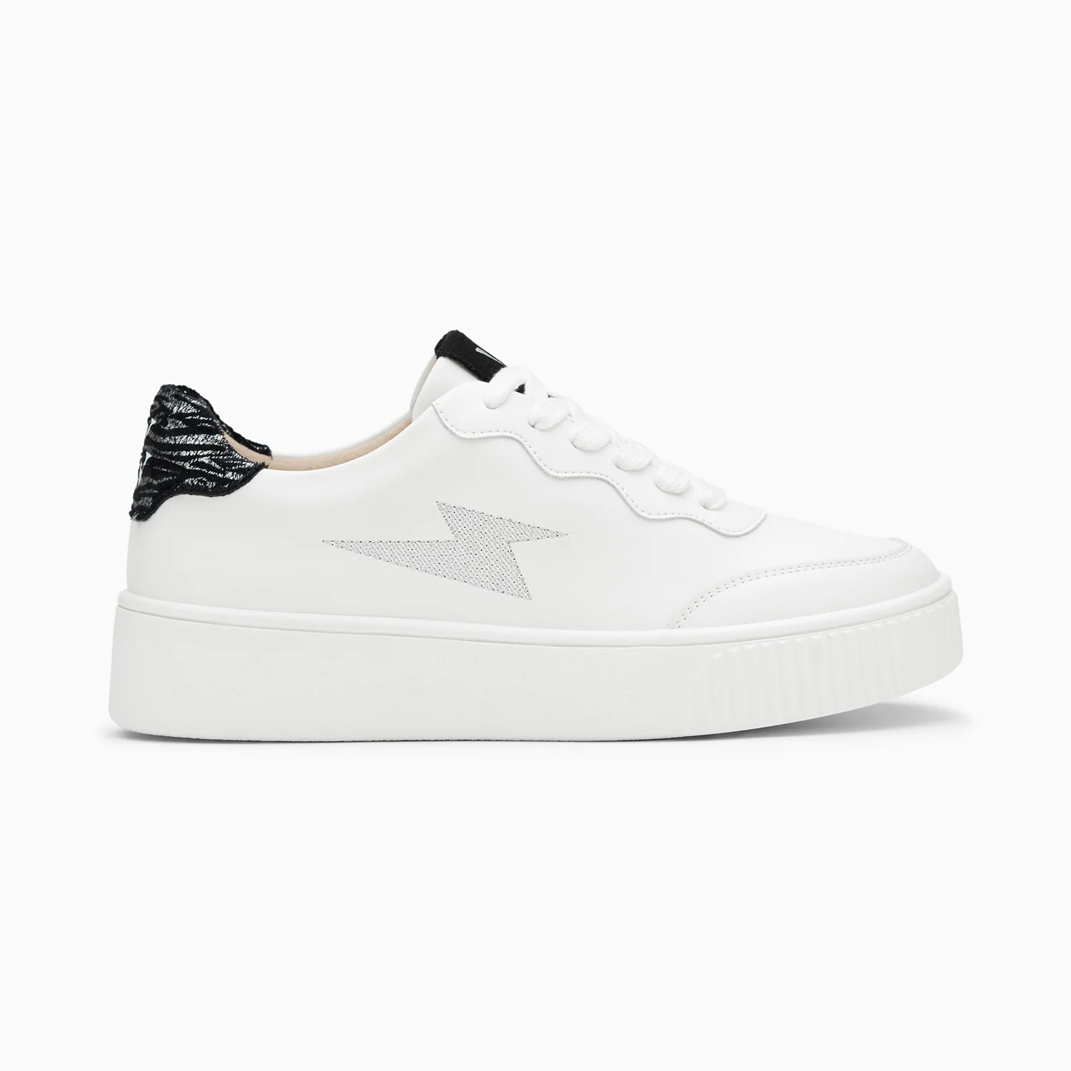 Sneakers-Baskets éclair Carolane blanc et noir imprimé zèbre à lacets