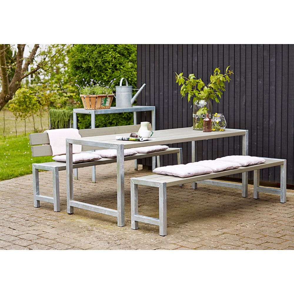 HAGEBENK PLUS MED RYGGSTØTTE 176 CM GRÅBRUN