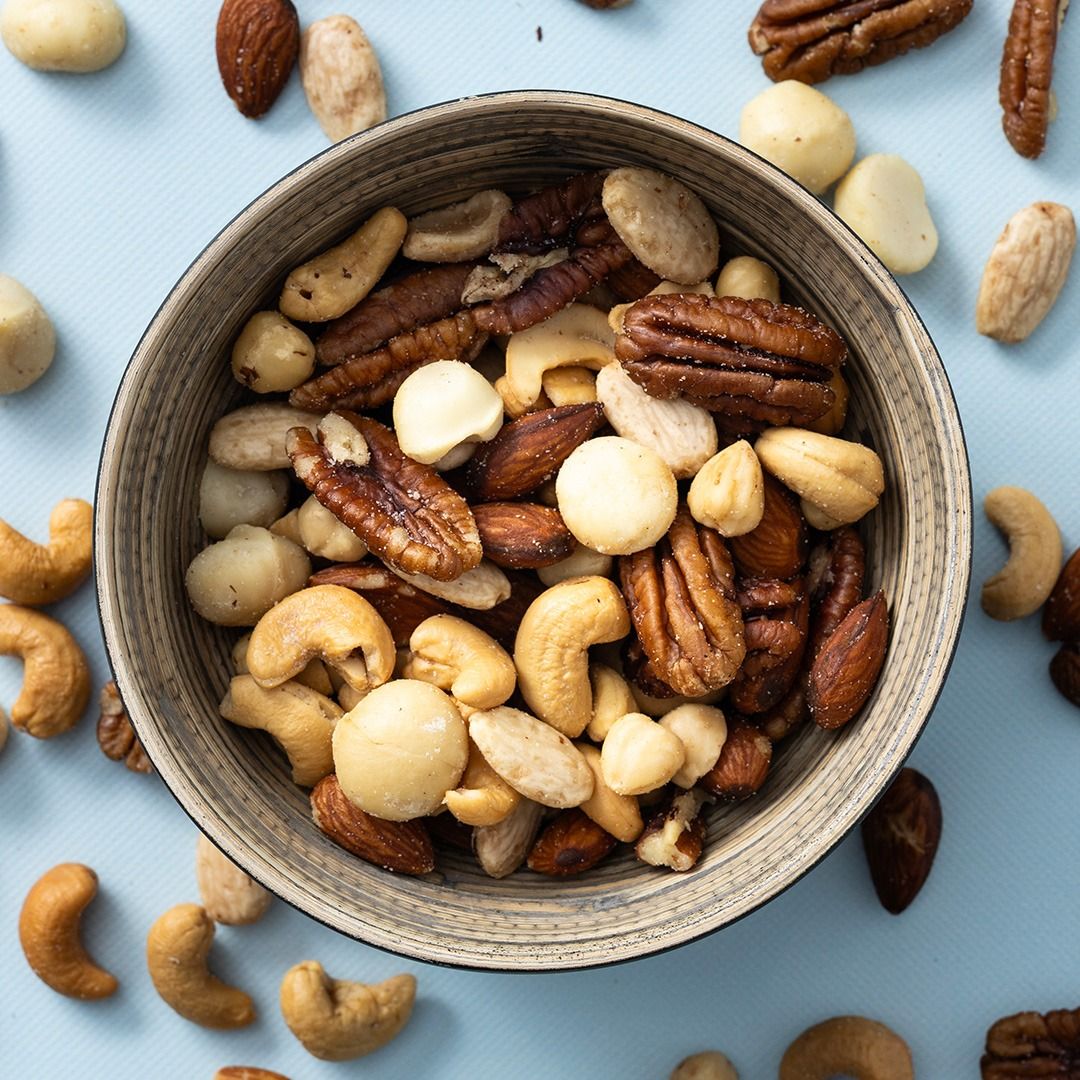 Macadamia notenmix gebrand gezouten