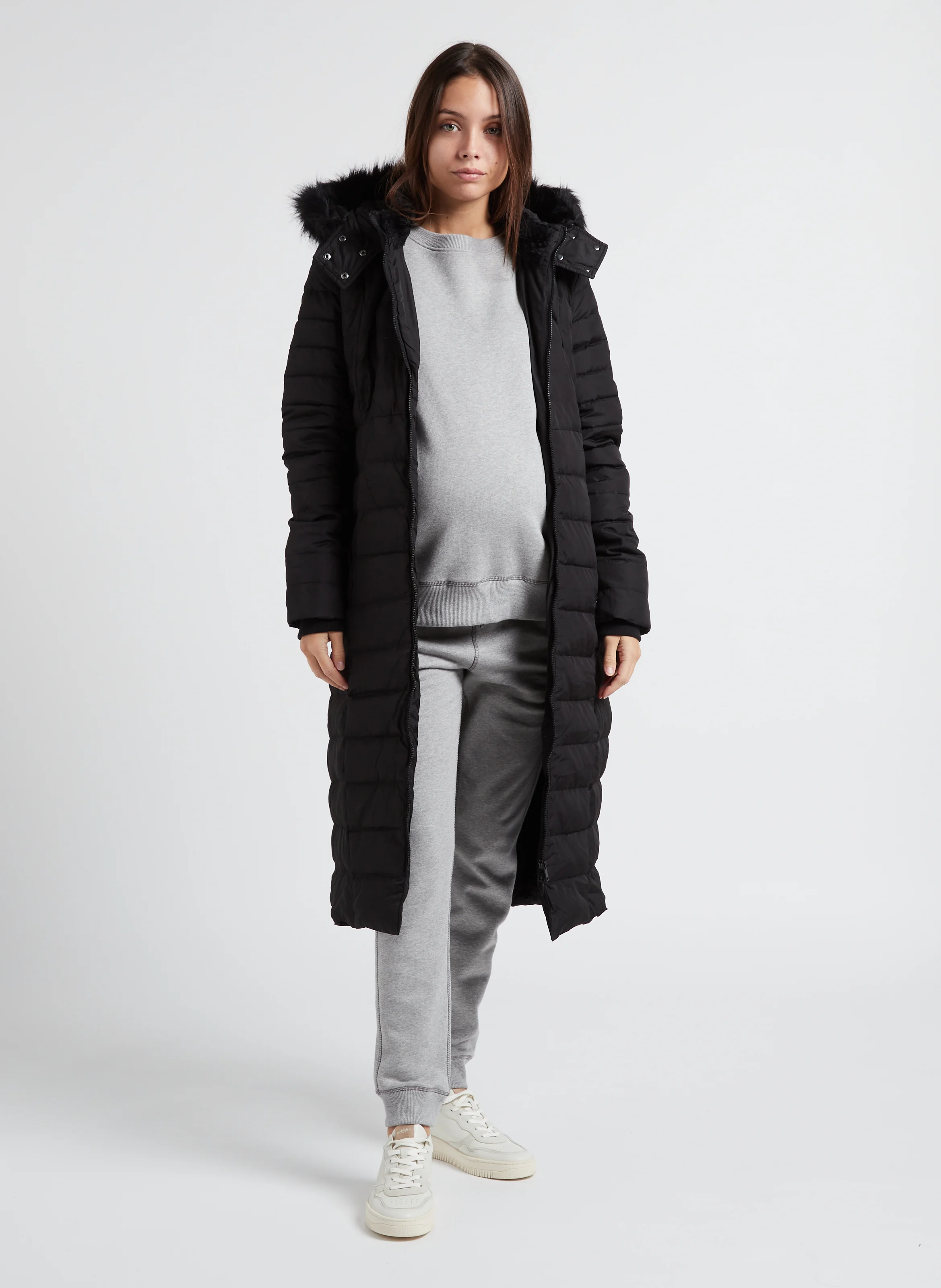 LIZ - Doudoune droite col montant | Noir