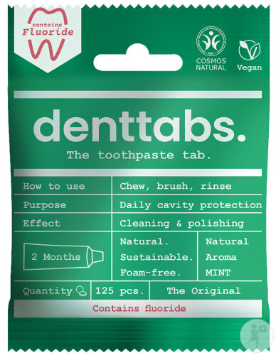 Denttabs Comprimés De Dentifrice Menthe Avec Fluor 125 Pièces